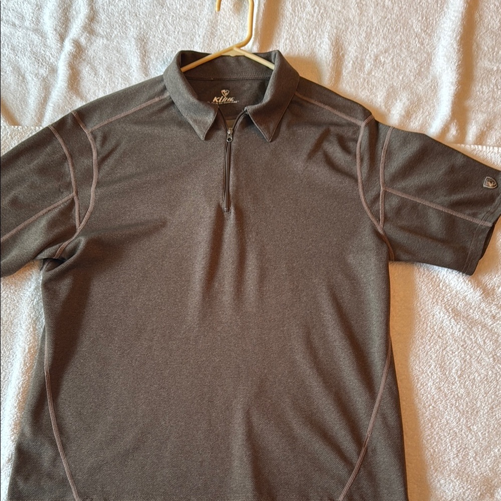 Men's Kuhl Brown Polo Shirt with a Zipper